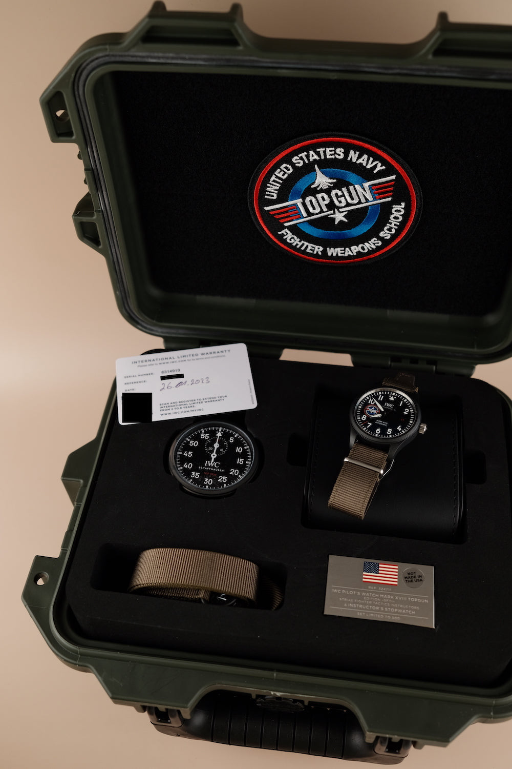 IWC Fliegeruhr Mark XVIII 2023 Top Gun Edition & Top Gun Stopwatch IW324711 Box + og. Papiere