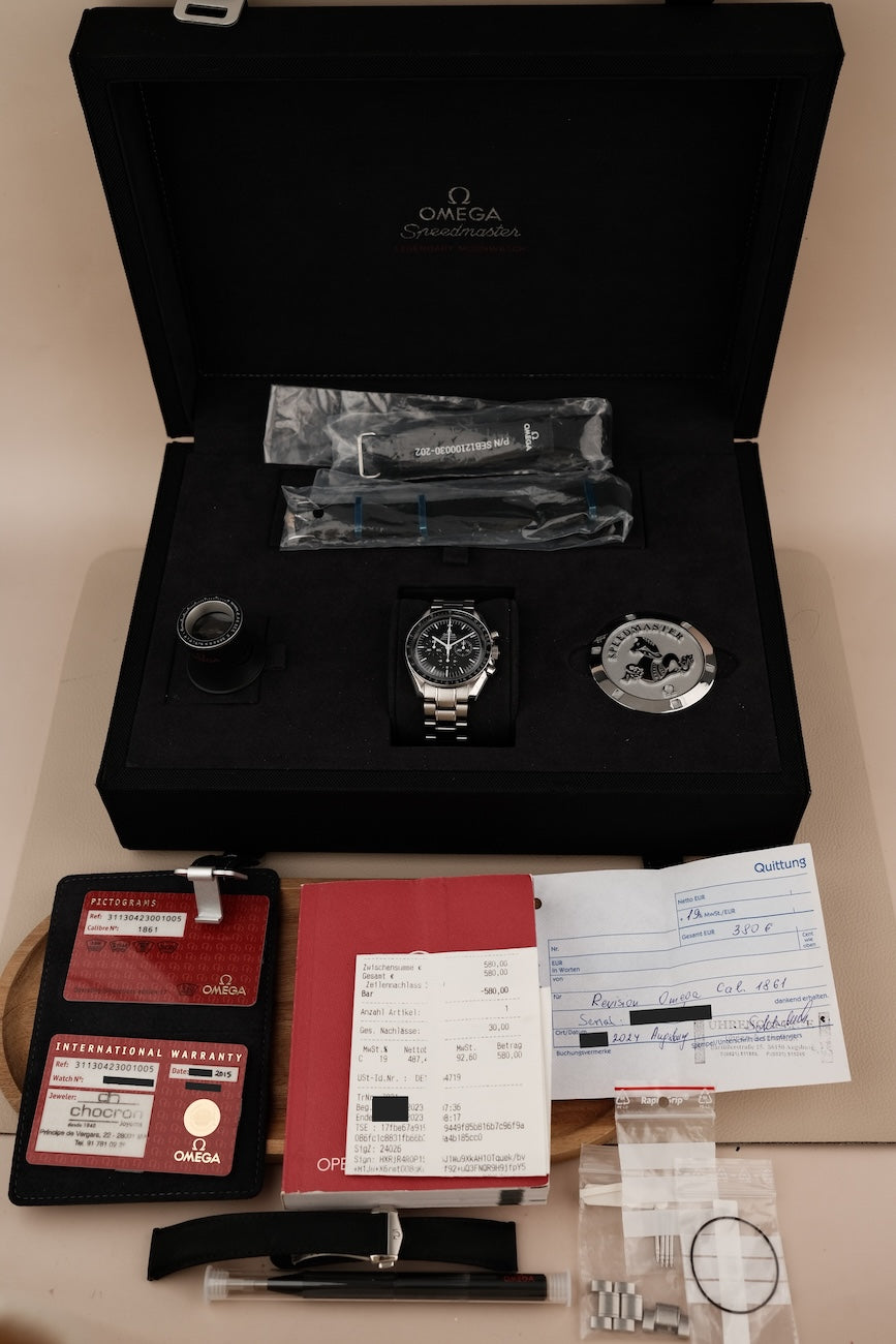 Omega Speedmaster Professional Moonwatch 31130423001005 Box + og. Papiere Serviced