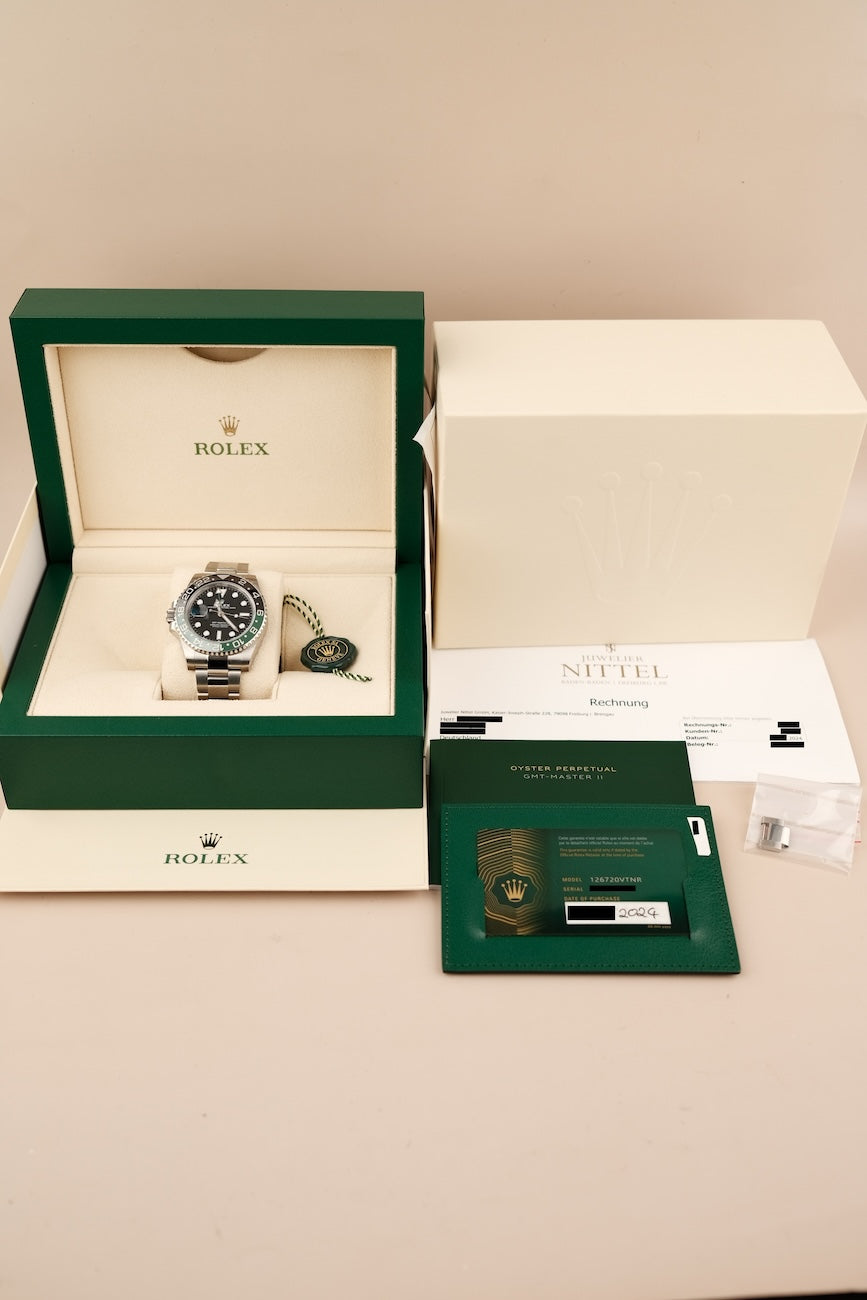 Rolex GMT-Master II "Sprite" 126720VTNR Box + og. Papiere New 2024, LC100, First Buyer's Invoice