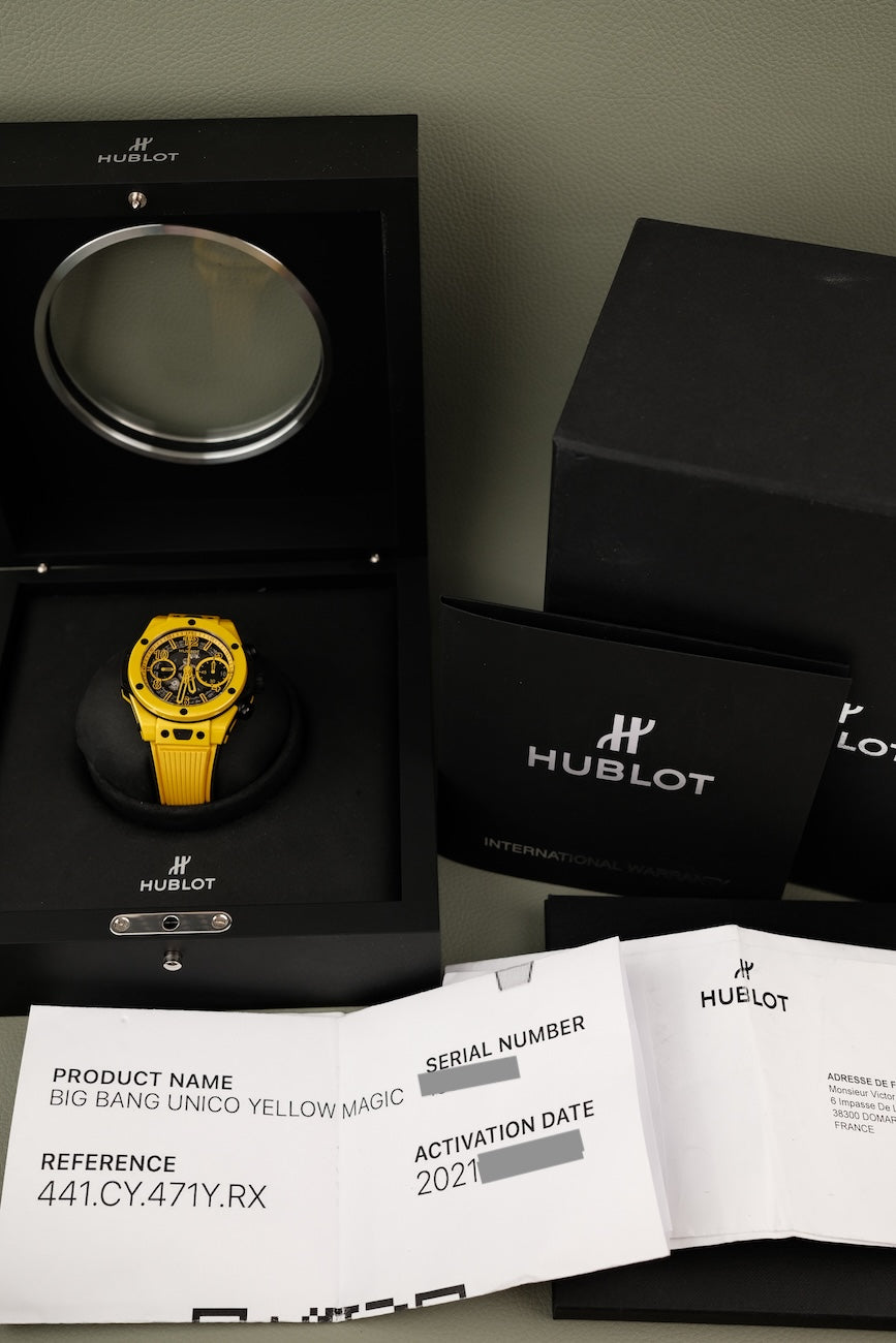 Hublot Big Bang Unico 441.CY.471Y.RX Box + og. Papiere Yellow Magic, Limited Edition 250 Pieces, First Buyer's Invoice