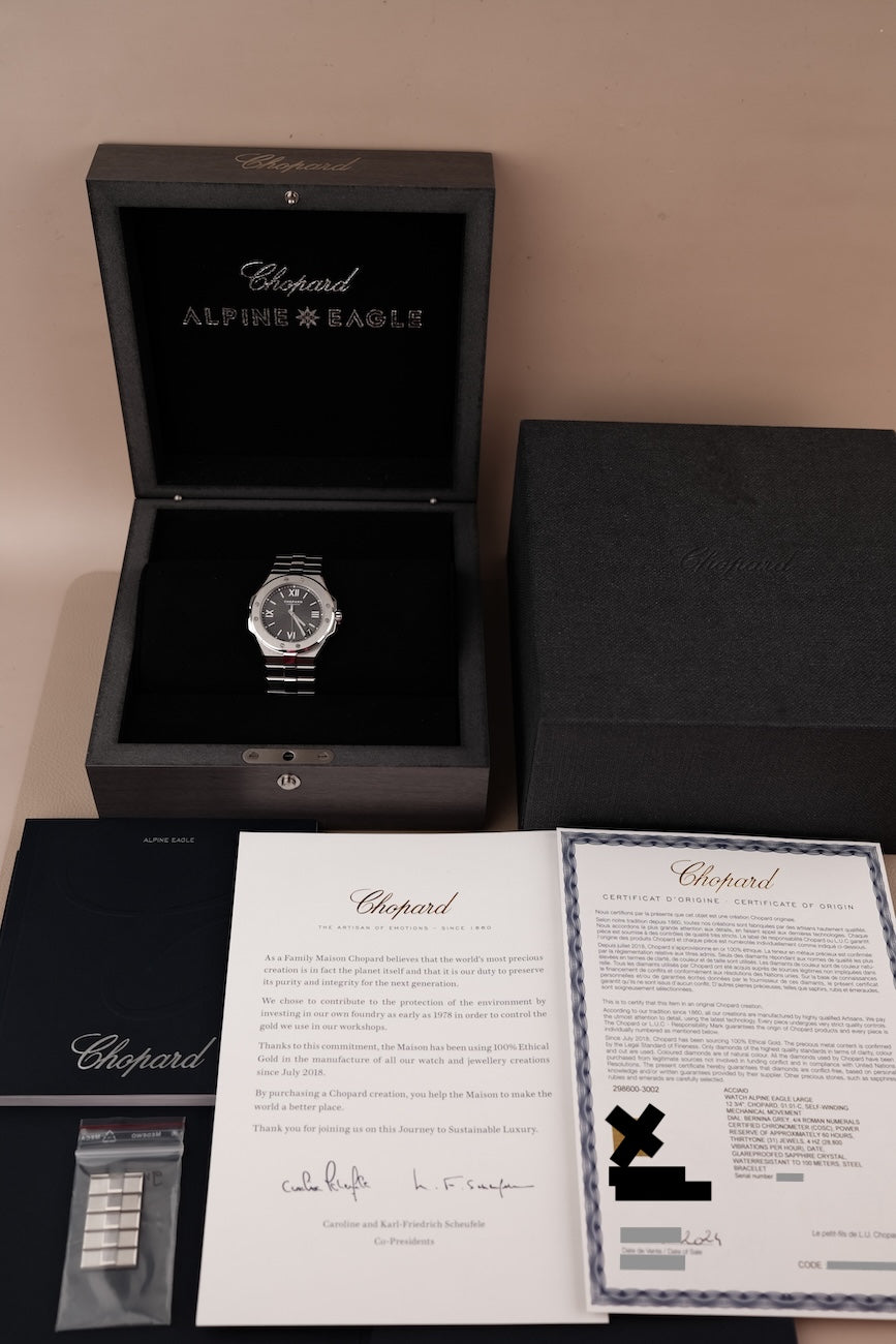 Chopard Alpine Eagle 298600-3002 Box + og. Papiere Grey Dial