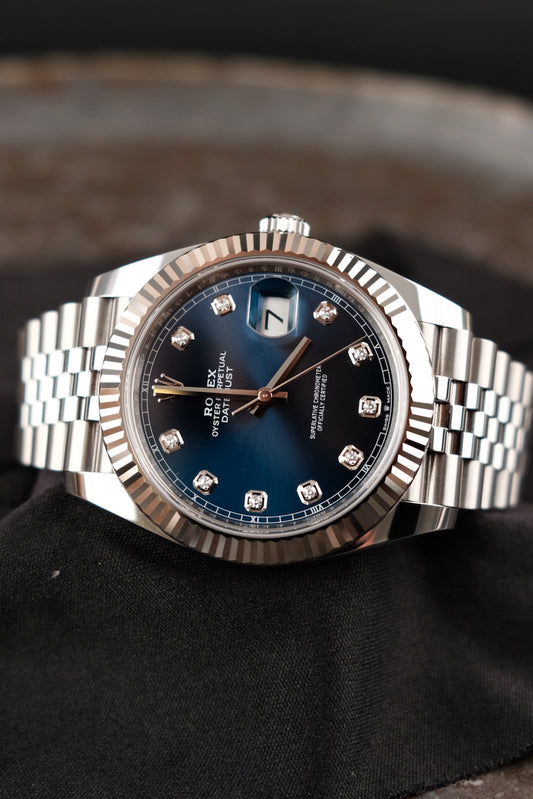 Rolex Datejust 41 126334 Box + og. Papiere Blue Diamond Dial, First Buyer's Invoice, LC100