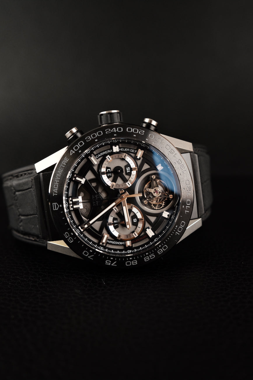 Tag Heuer Carrera Heuer-02T CAR5A8YFC6377 Box + og. Papiere Chronograph Tourbillion