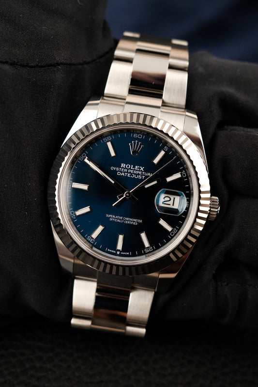 Rolex Datejust 41 126334 Box + og. Papiere Blue Dial, Oyster Bracelet,  LC100