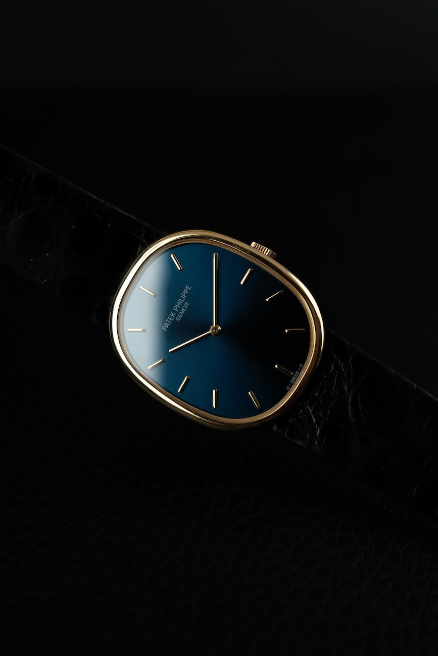 Patek Philippe Ellipse 18k Yellow Gold 3848 Box + og. Papiere Metallic Blue Dial, Additional Extract