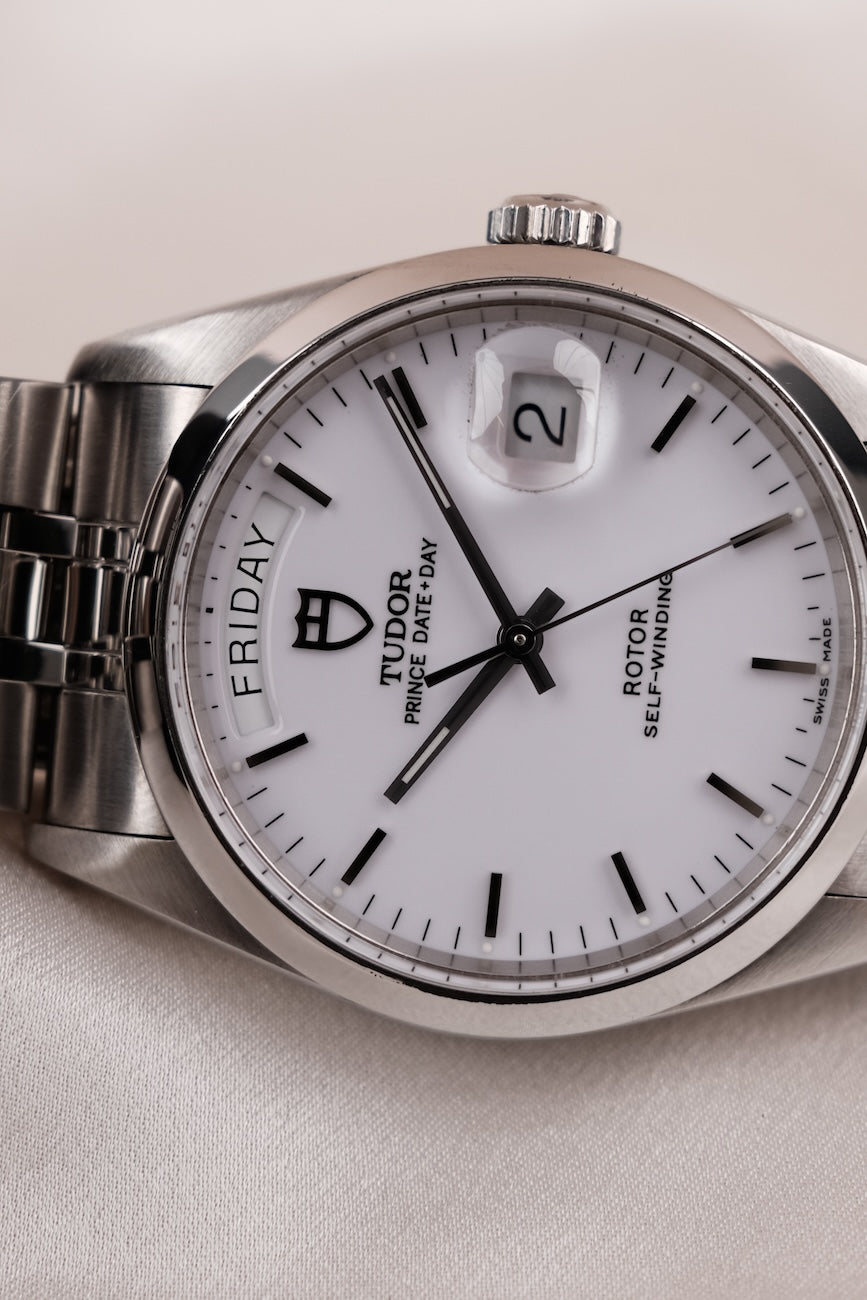 Tudor Prince Date Day 76200 Box + og. Papiere White Dial