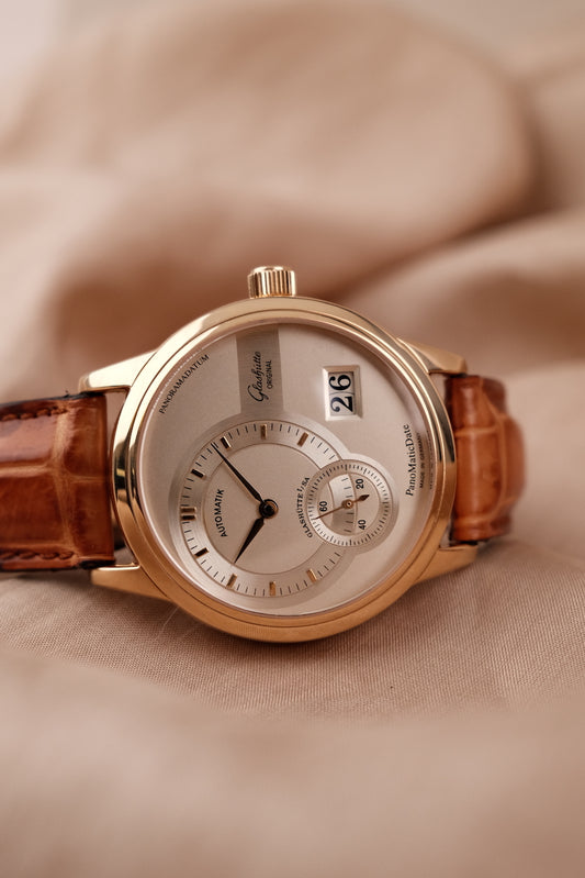 Glashütte PanoMaticDate 9001010104 Box + og. Papiere 18K Rose Gold, First Buyer's Invoice, German Delivered, Glashütte Service 2023