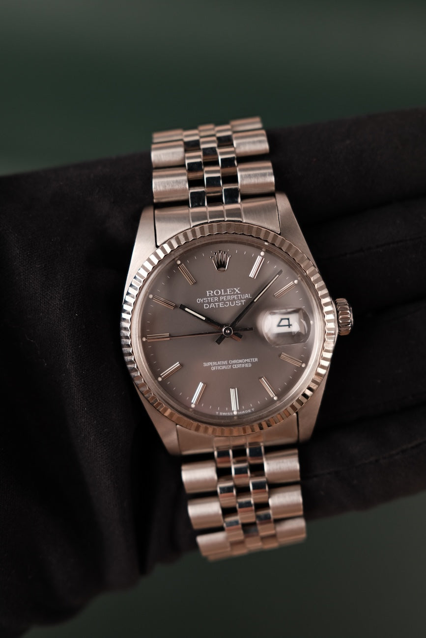 Rolex Datejust 36 16014 Grey Stick Dial