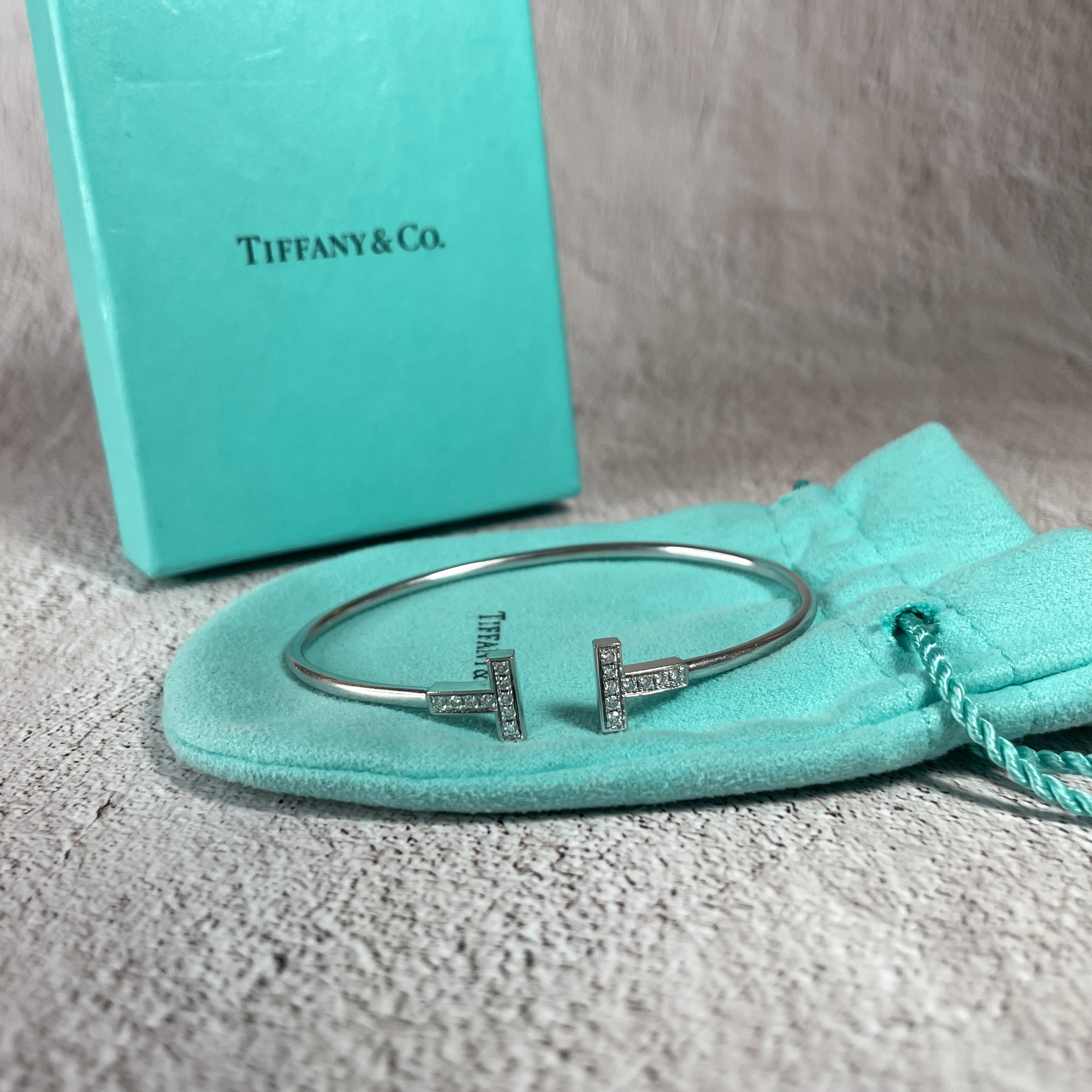 Tiffany T-Wire bracelet white gold diamonds & box – GOAT LUXURY